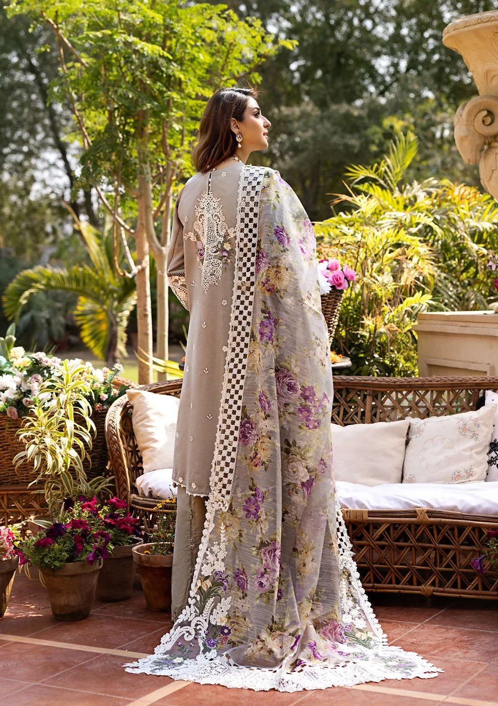 Alternative view of Elaf Grey Luxury Lawn Collection Replica