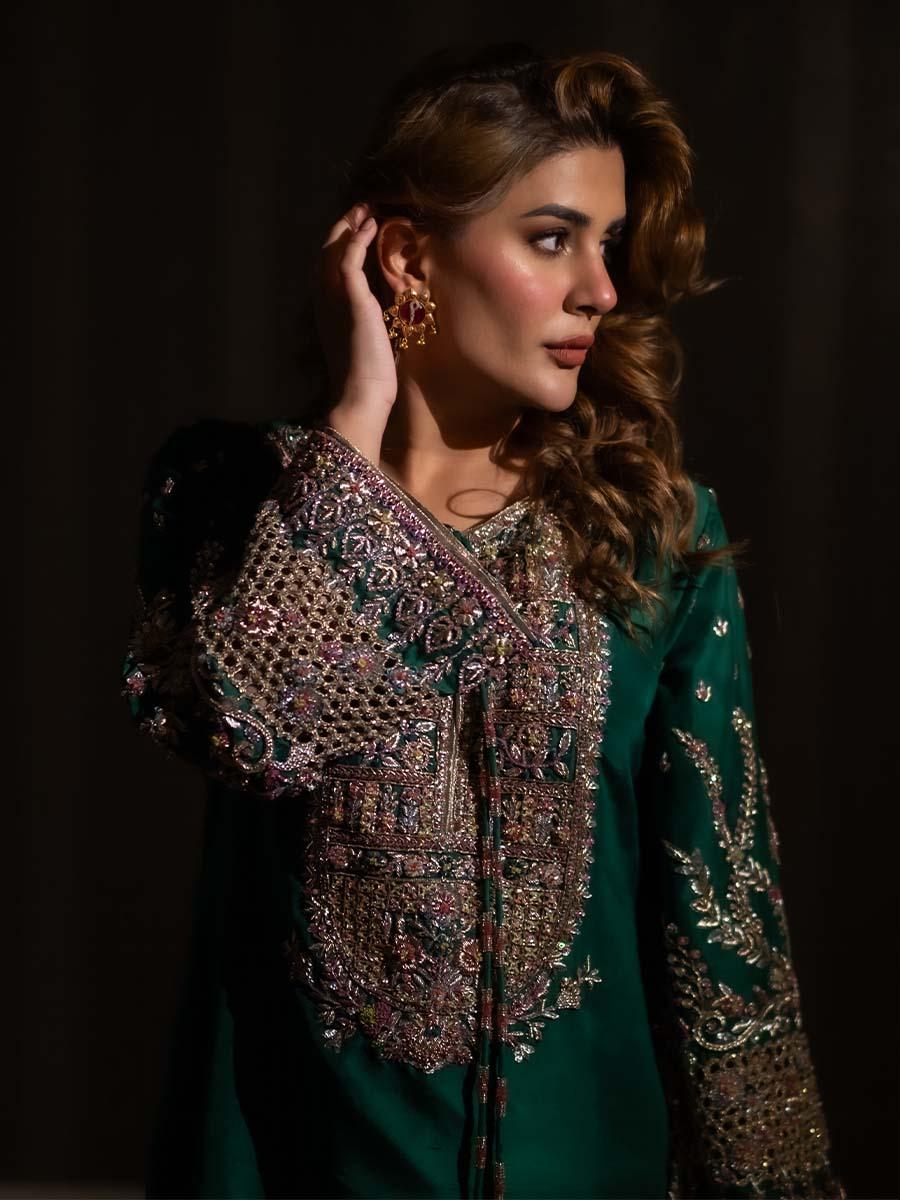 Alternative view of Hijab Seagreen Formal Raw Silk Collection Replica