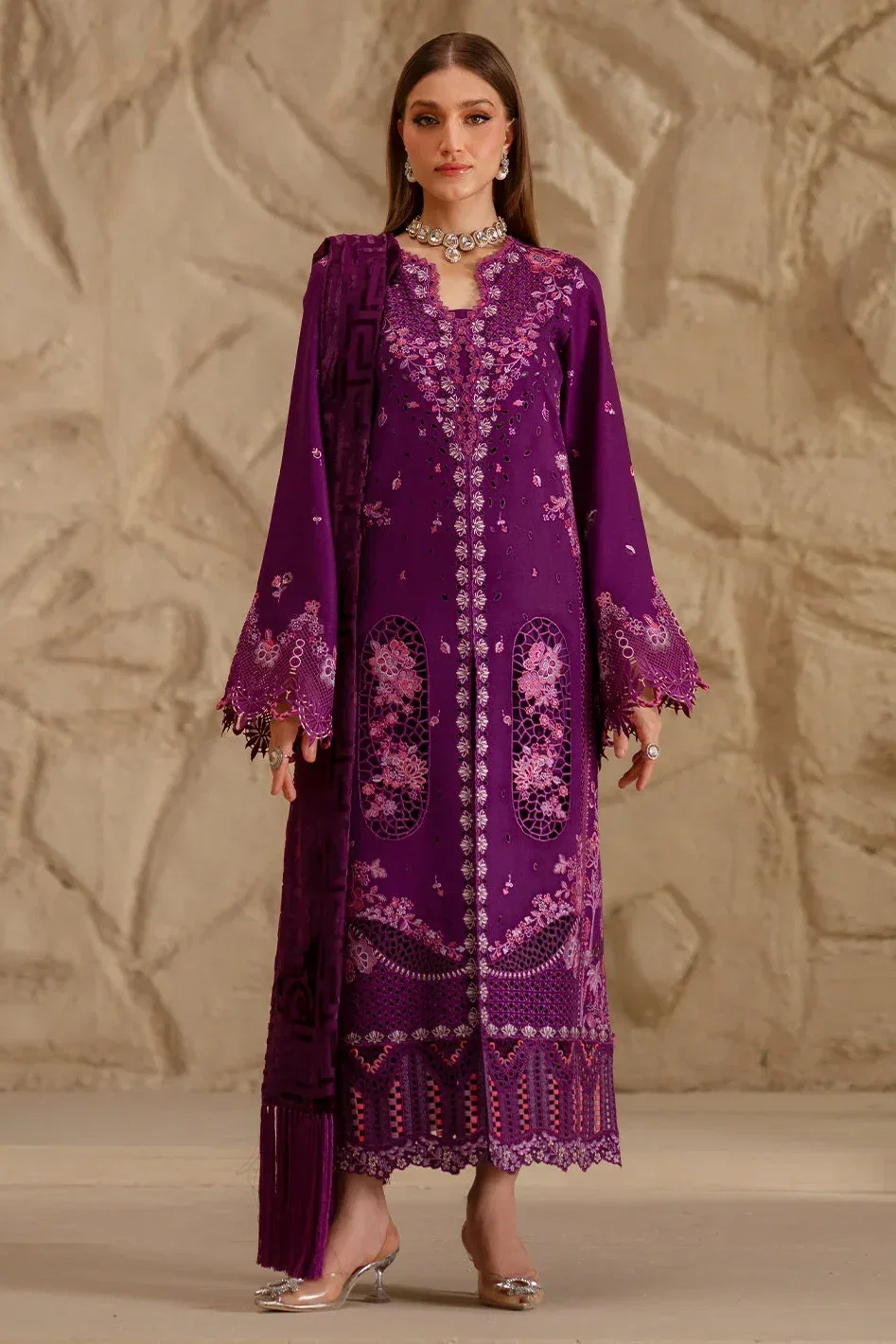 Bin Ilyas Magenta Luxury Lawn Collection Replica