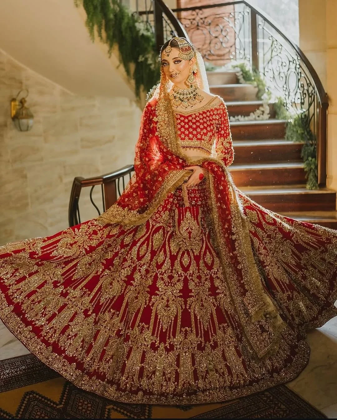 Maha Wajahat Red Bridal Collection Chiffon Replica - Image 3