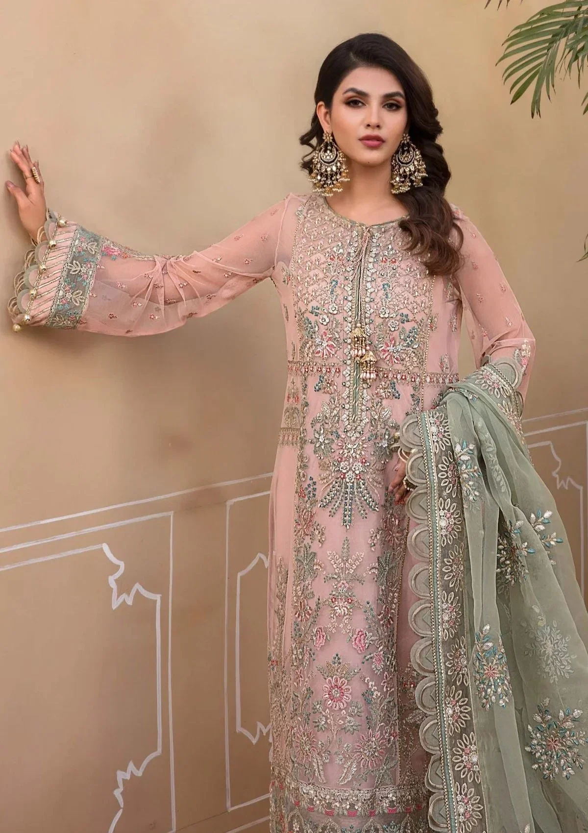 Maria B Pink Formal Collection Net Replica - Image 2