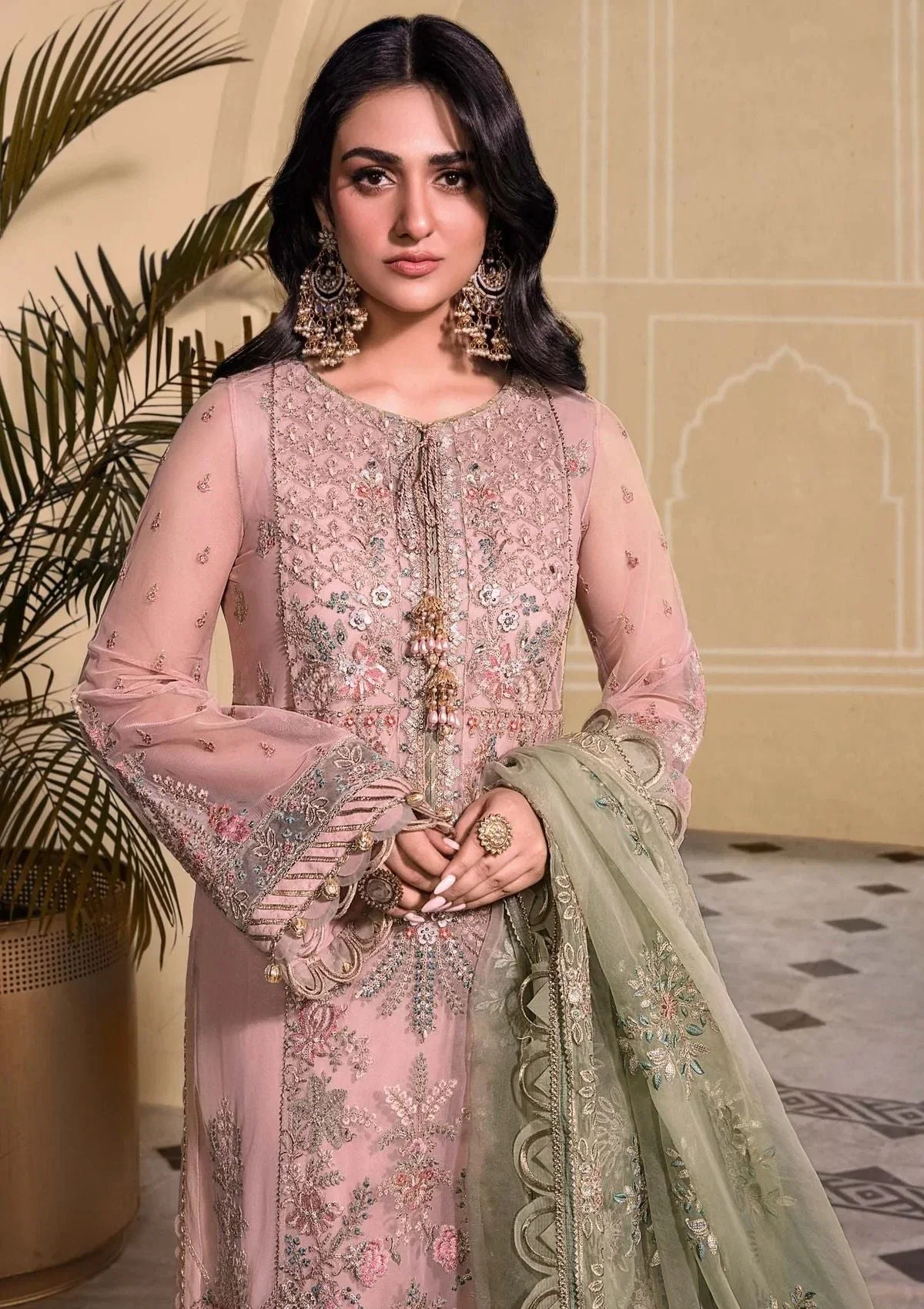 Maria B Pink Formal Collection Net Replica - Image 3