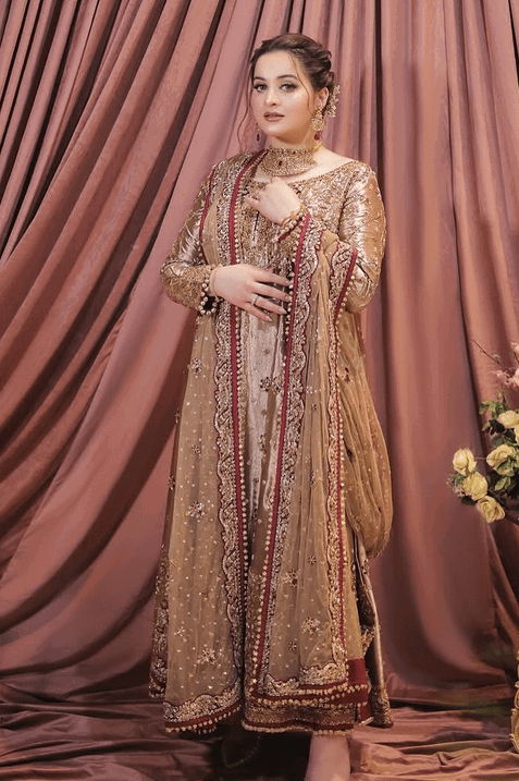 Haris Shakeel Brown Luxury Bridal Collection Maysori Replica