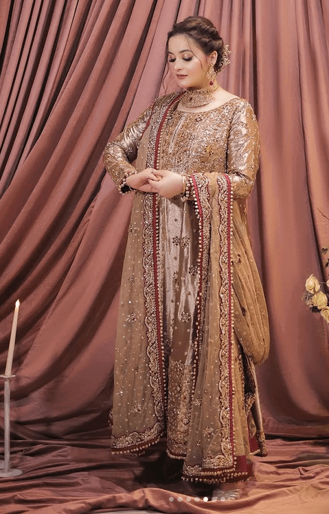 Alternative view of Haris Shakeel Brown Luxury Bridal Collection Maysori Replica