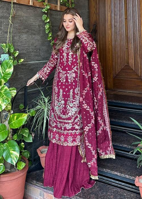 Alternative view of Shrenz Shocking Pink Luxury Bridal Collection Chiffon Replica