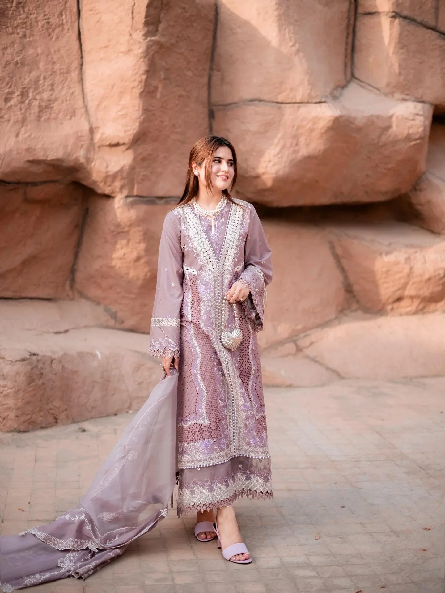Alternative view of Bin Ilyas Mauve Luxury Lawn Collection Replica