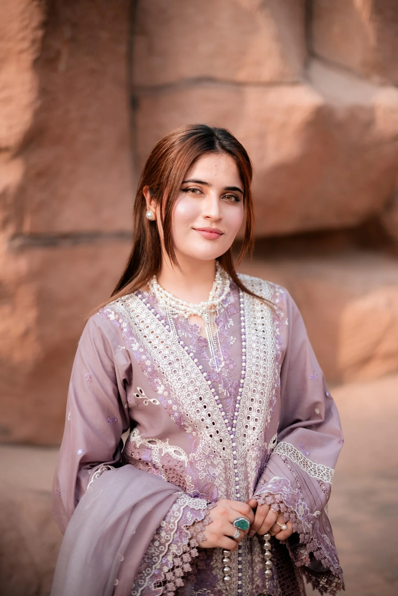 Bin Ilyas Mauve Luxury Lawn Collection Replica - Image 3