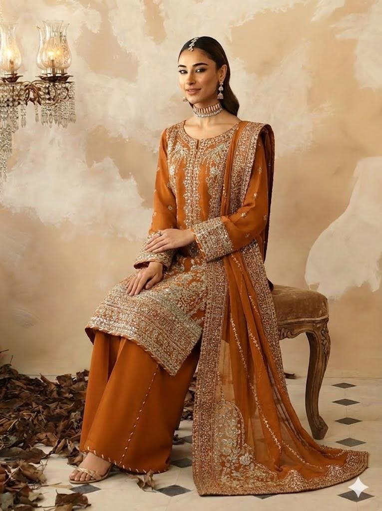 Alternative view of Gulaal Orange Bridal Collection Organza Replica