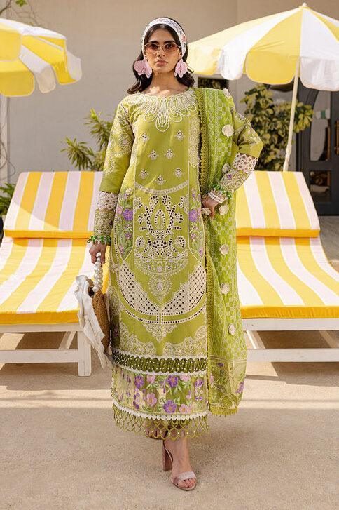 Parishay Parrot Green Luxury Lawn Collection Replica