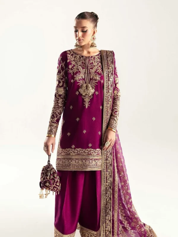 Kanwal Malik Shocking Pink Formal Collection Raw Silk Replica