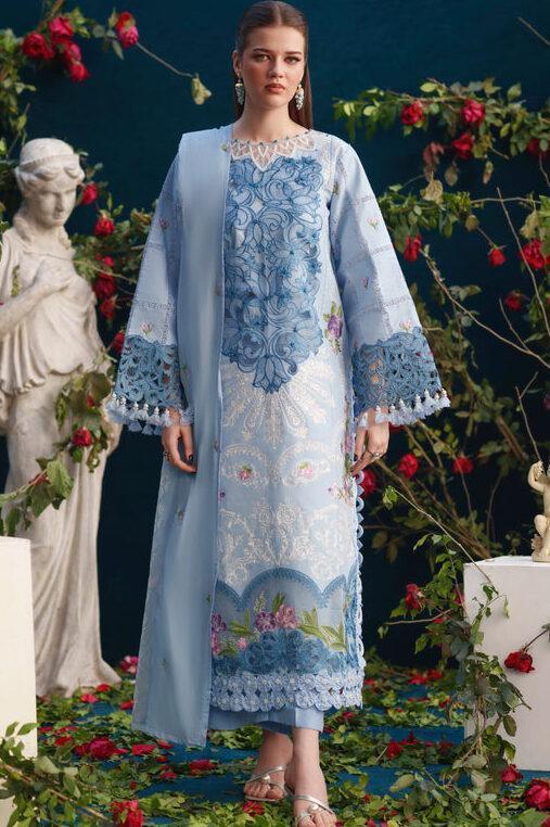 Parishay Sky Blue Luxury Lawn Collection Replica