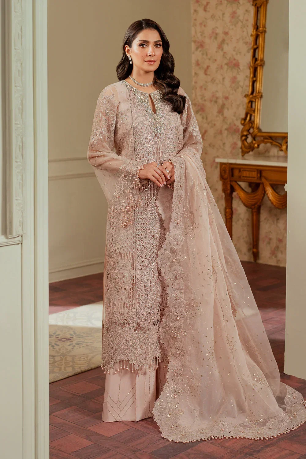 Baroque Peach luxury Formal Collection Organza Replica