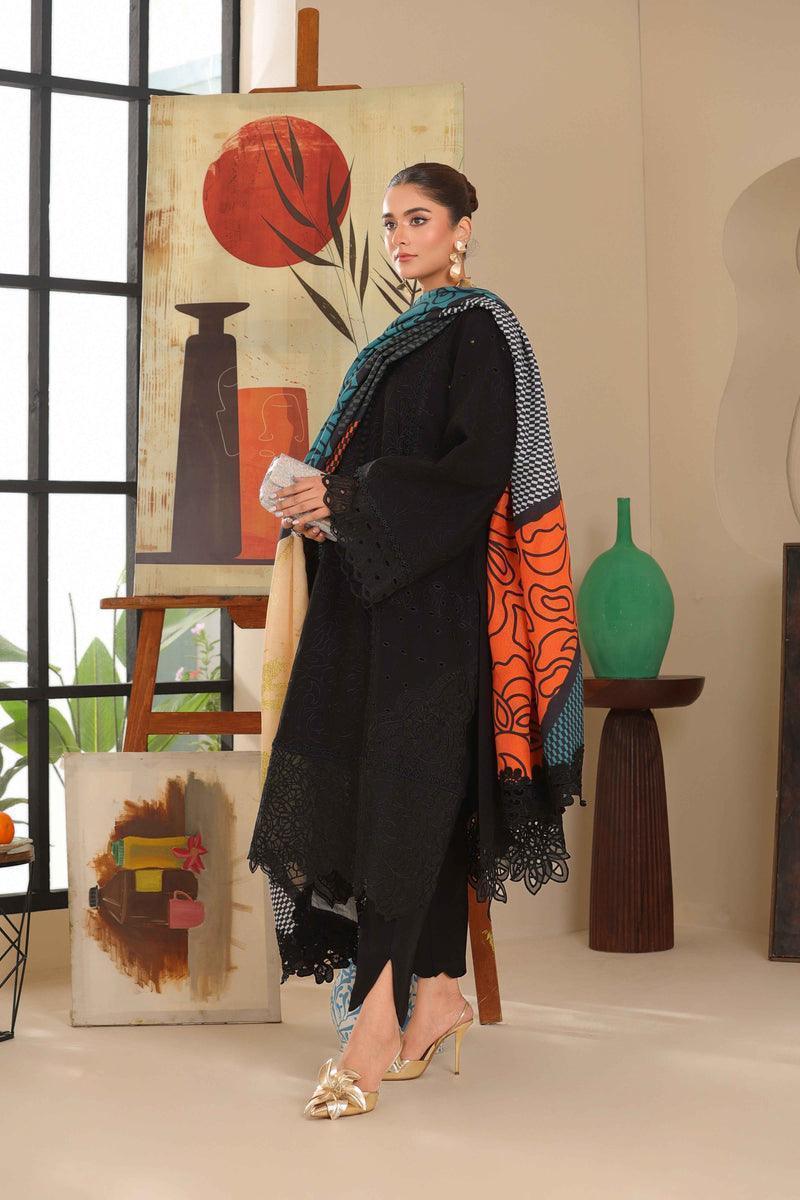 Alternative view of Shrenz Jet Black Luxury Lawn Collection Replica