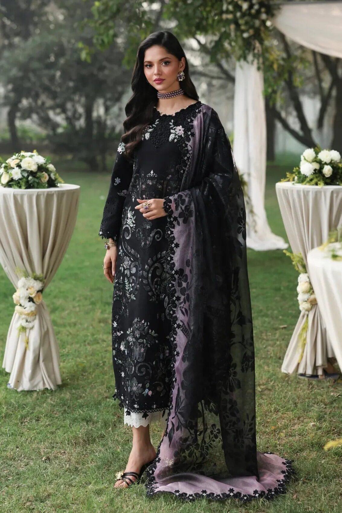 Sardinia Jet Black Luxury Lawn Collection Replica