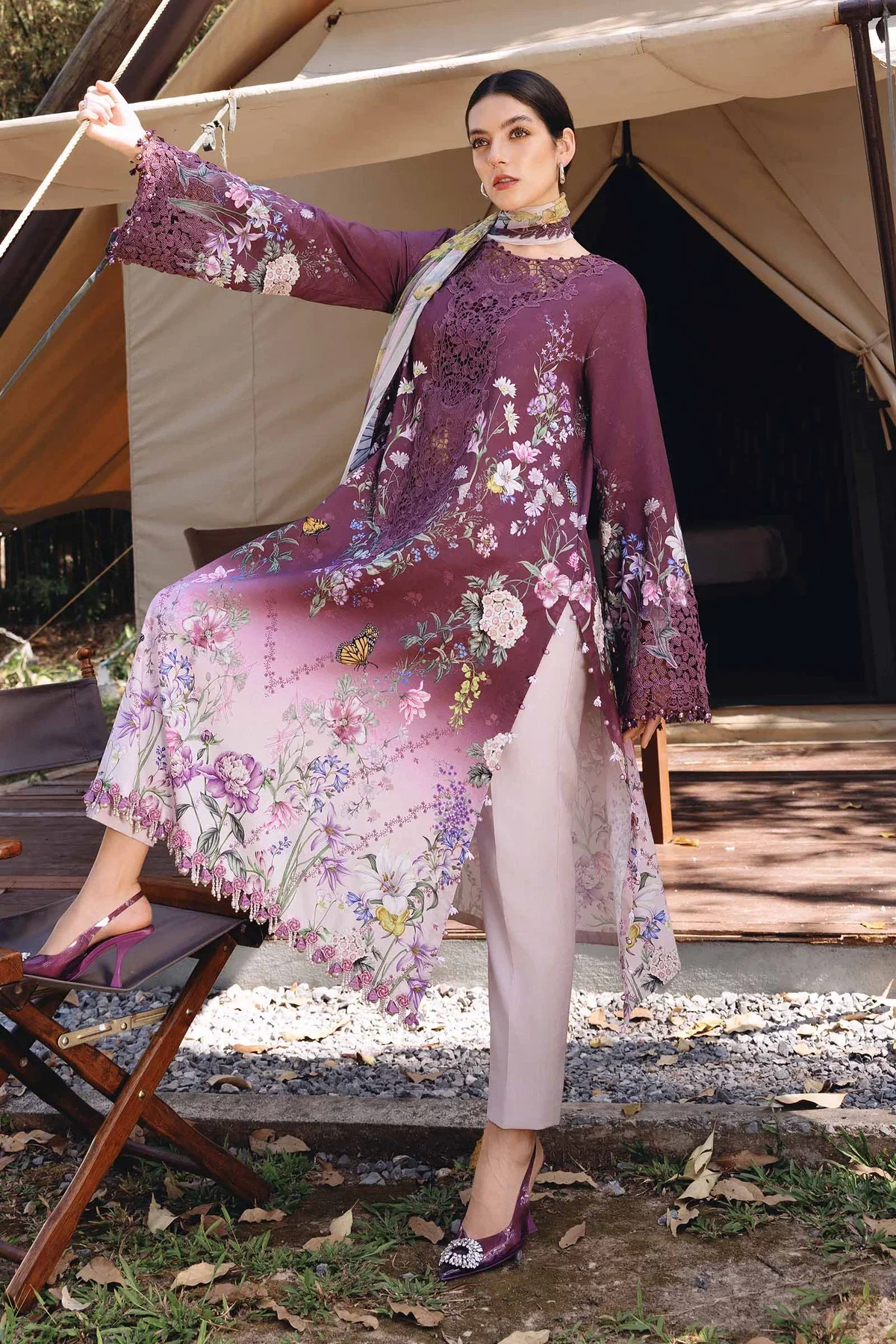Alternative view of Maria B Purple Luxury Printed Lawn Collection Replica