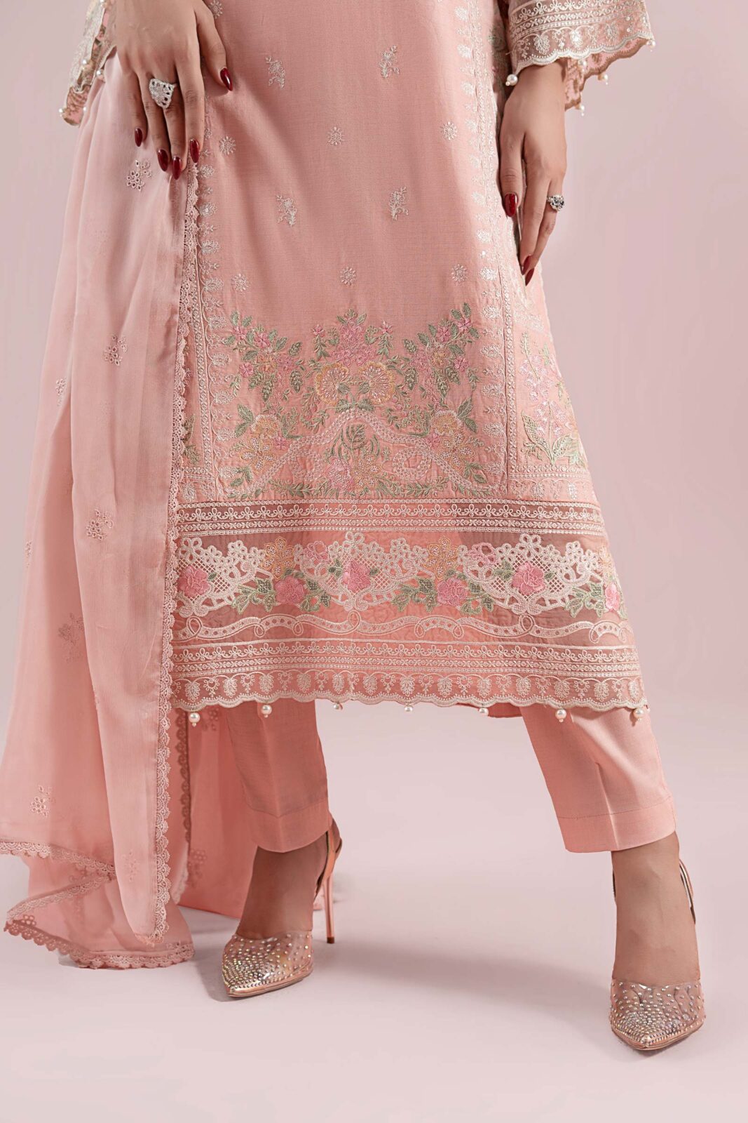 Maria B Peach Luxury Lawn Collection Replica - Image 3