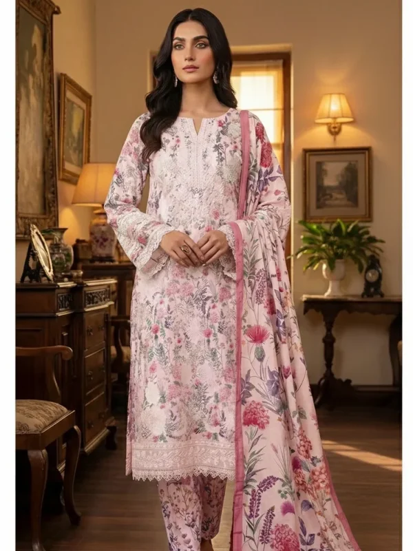 Shrenz Baby Pink Luxury Printed Lawn Collection Replica