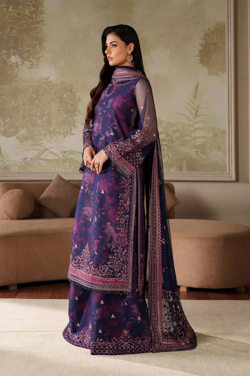 Zarif Purple Luxury Printed Lawn Collection Replica - Image 2