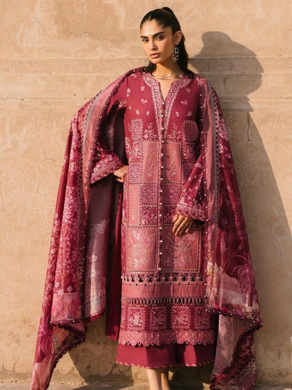 Bin Ilyas Maroon Luxury Lawn Collection Replica