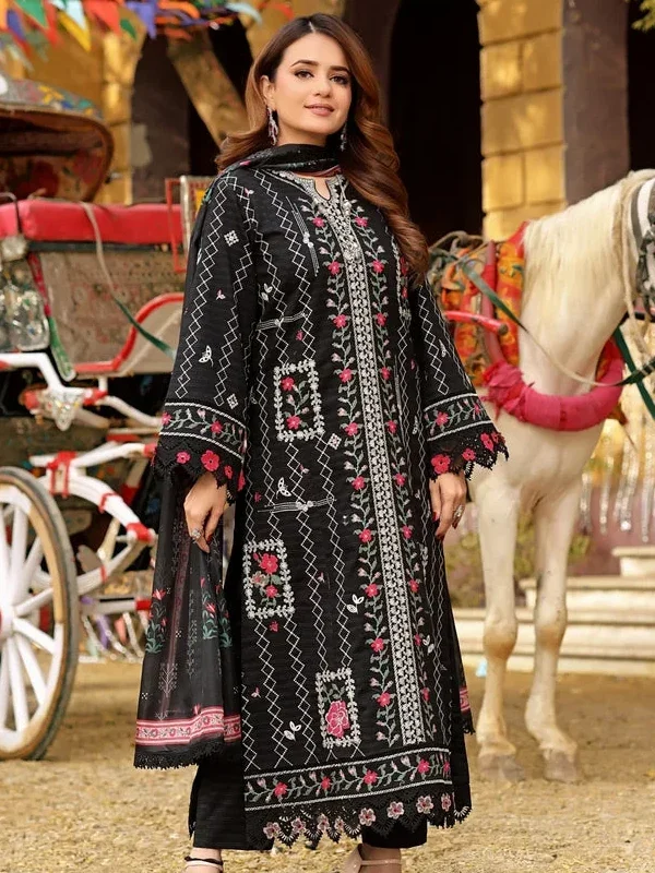 Aneela's Black Luxury Lawn Collection Replica