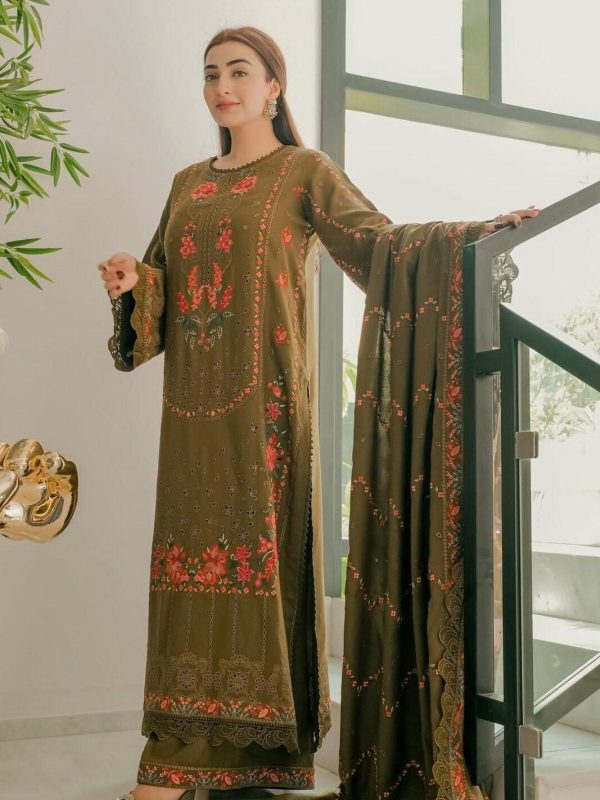 Aneela's Mustard Luxury Lawn Collection Replica
