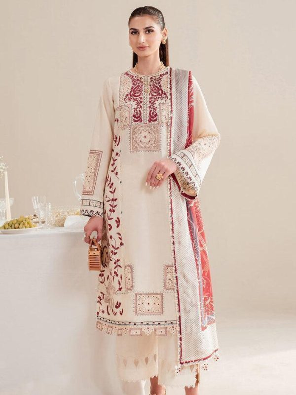 Jazmin Cream Luxury Lawn Collection Replica