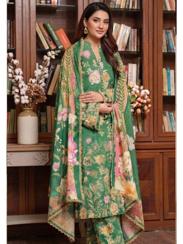 Aneela's Green Luxury Printed Lawn Collection Replica