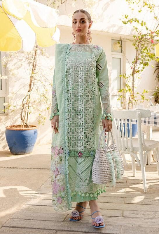 Parishay Mint Green Luxury Lawn Collection Replica