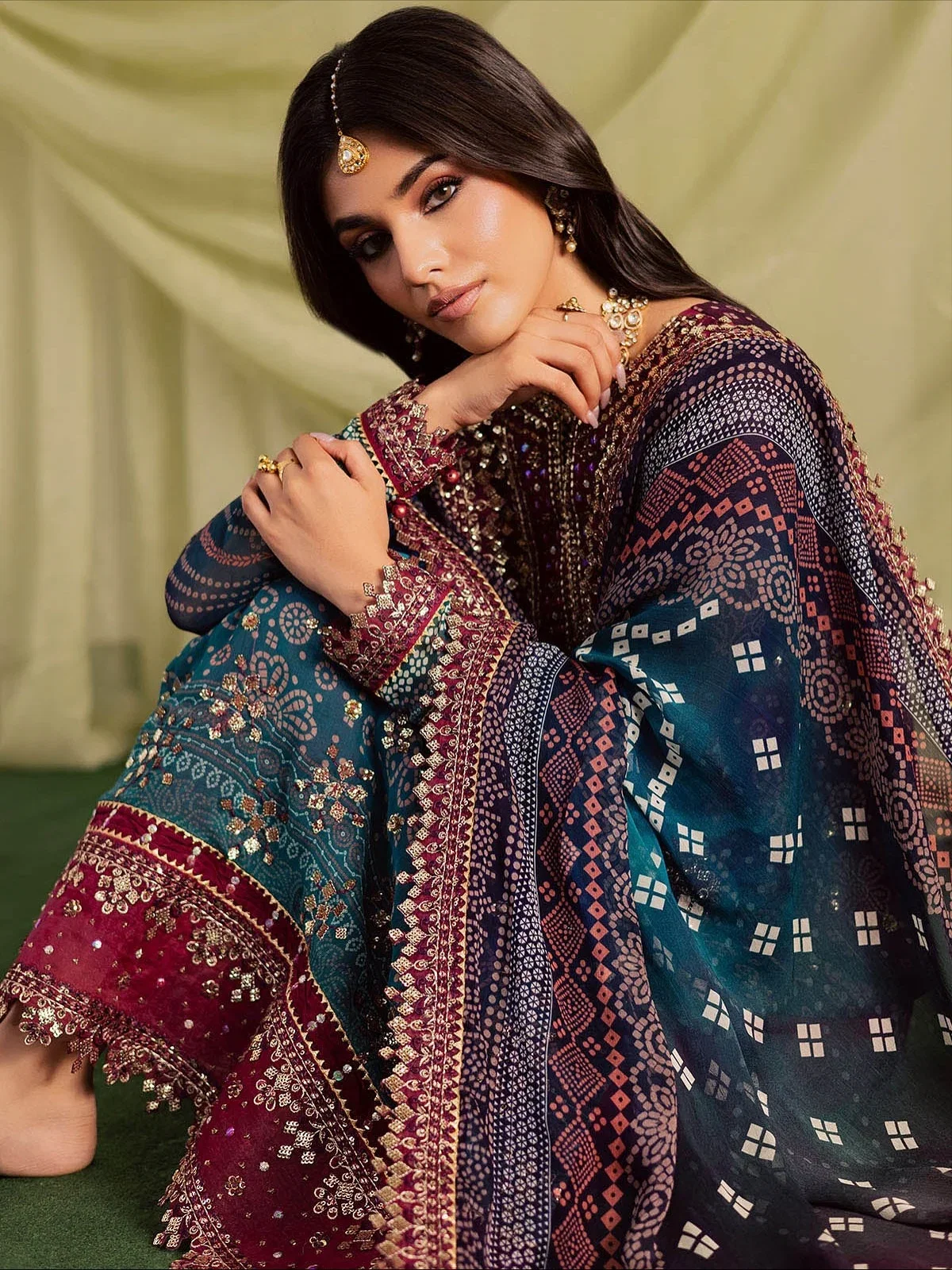Alternative view of Nureh Multi  Luxury Printed Lawn Collection Replica