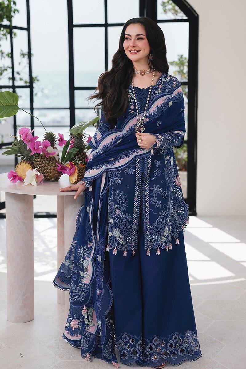 Qalamkar Royal Blue Luxury Lawn Collection Replica
