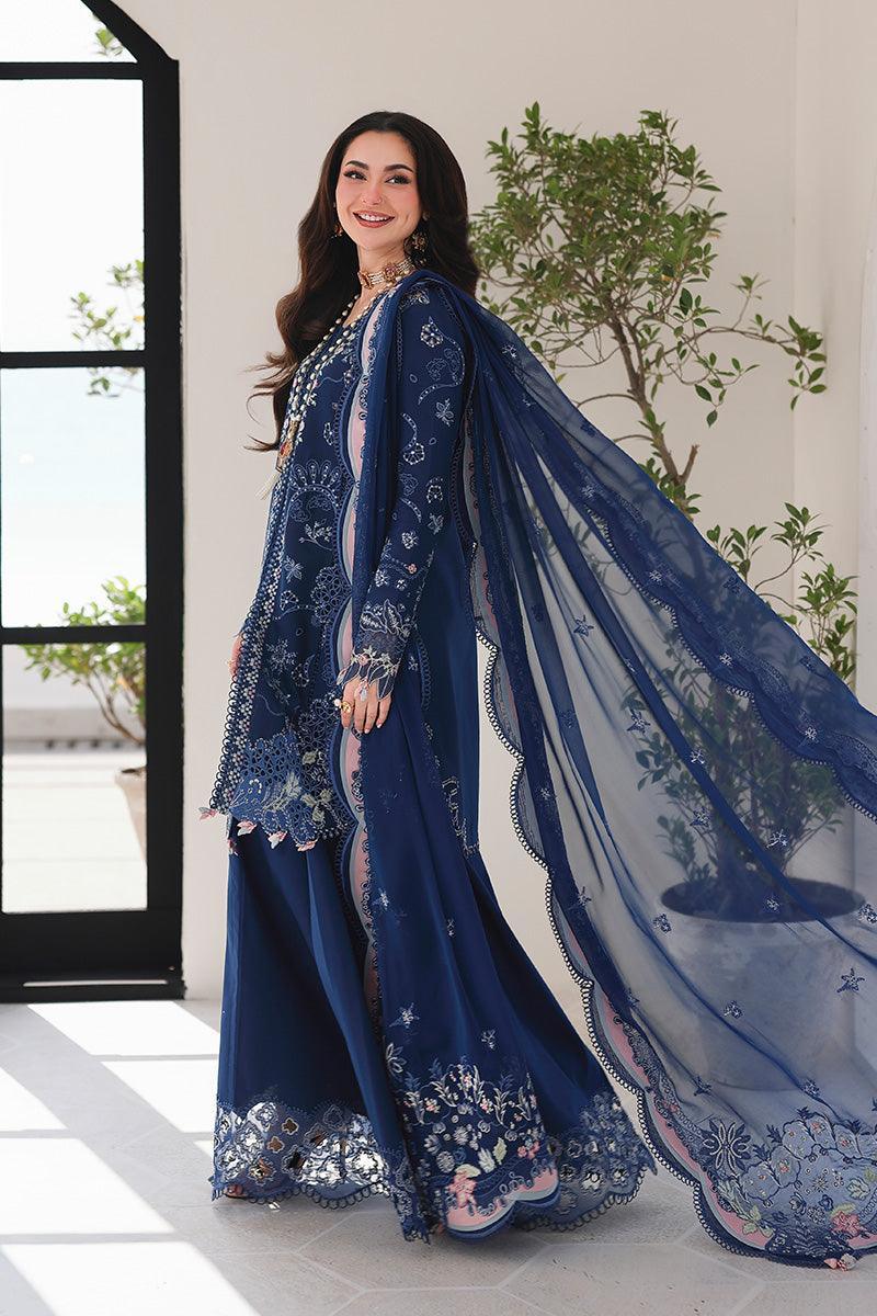 Alternative view of Qalamkar Royal Blue Luxury Lawn Collection Replica