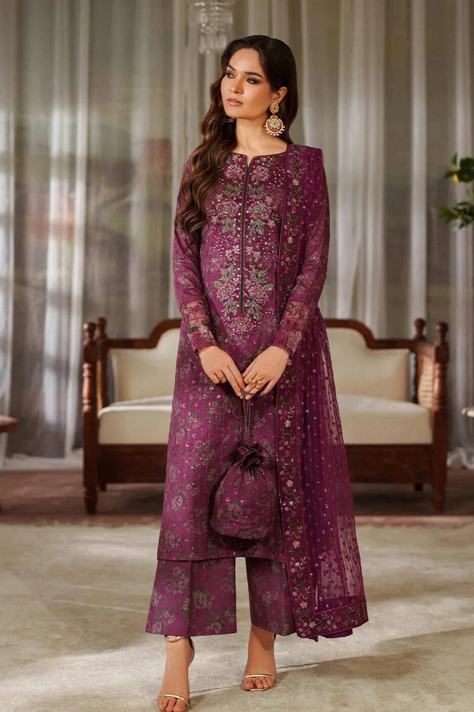 Iznik Purple Luxury Printed Lawn Collection Replica