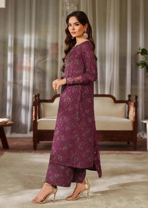 Alternative view of Iznik Purple Luxury Printed Lawn Collection Replica