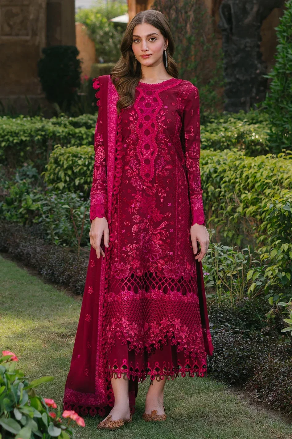Bin Ilyas Maroon Luxury Lawn Collection Replica