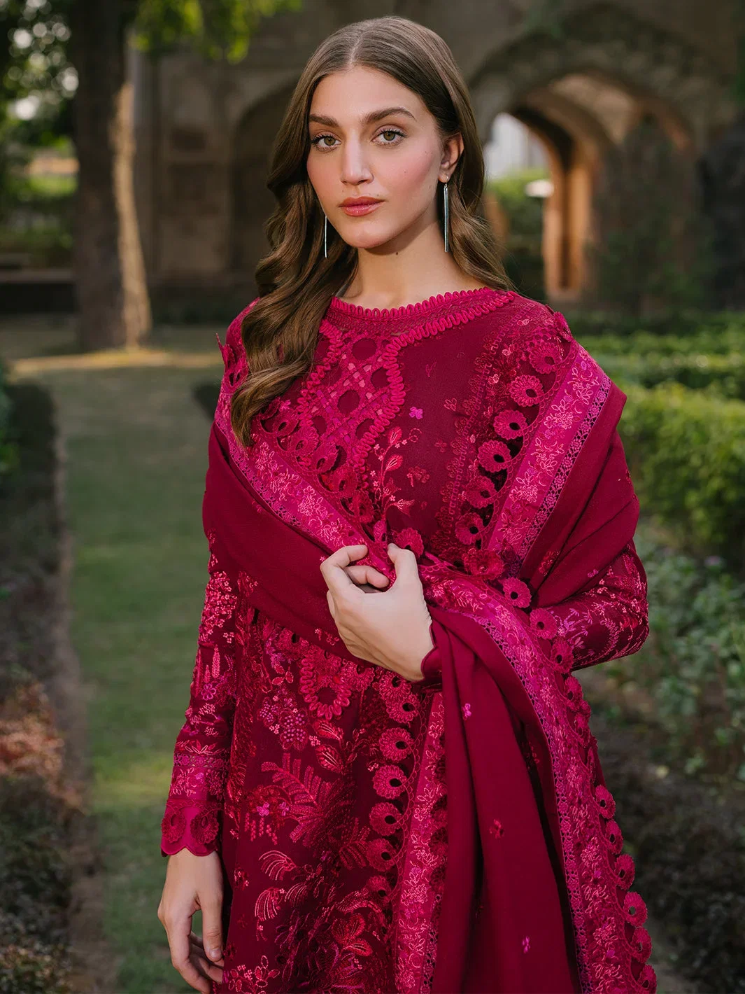 Alternative view of Bin Ilyas Maroon Luxury Lawn Collection Replica