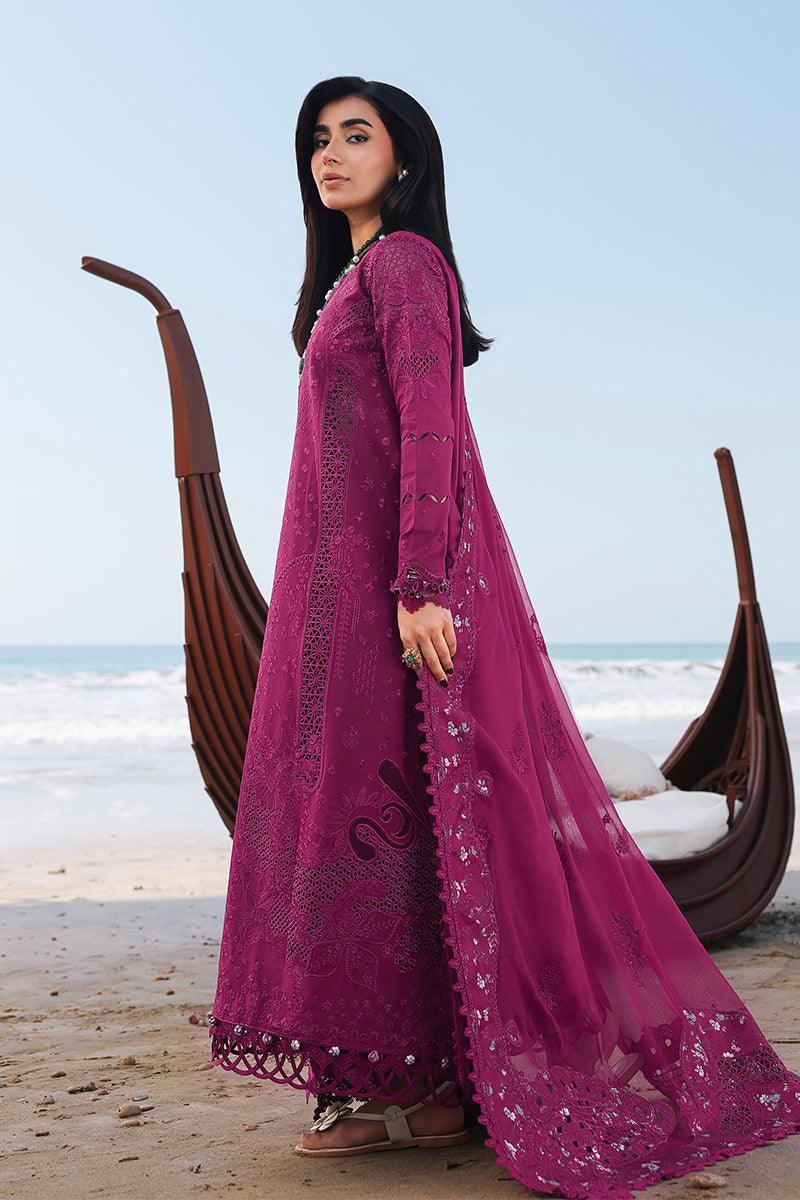 Alternative view of Qalamkar Shocking Pink Luxury Lawn Collection Replica