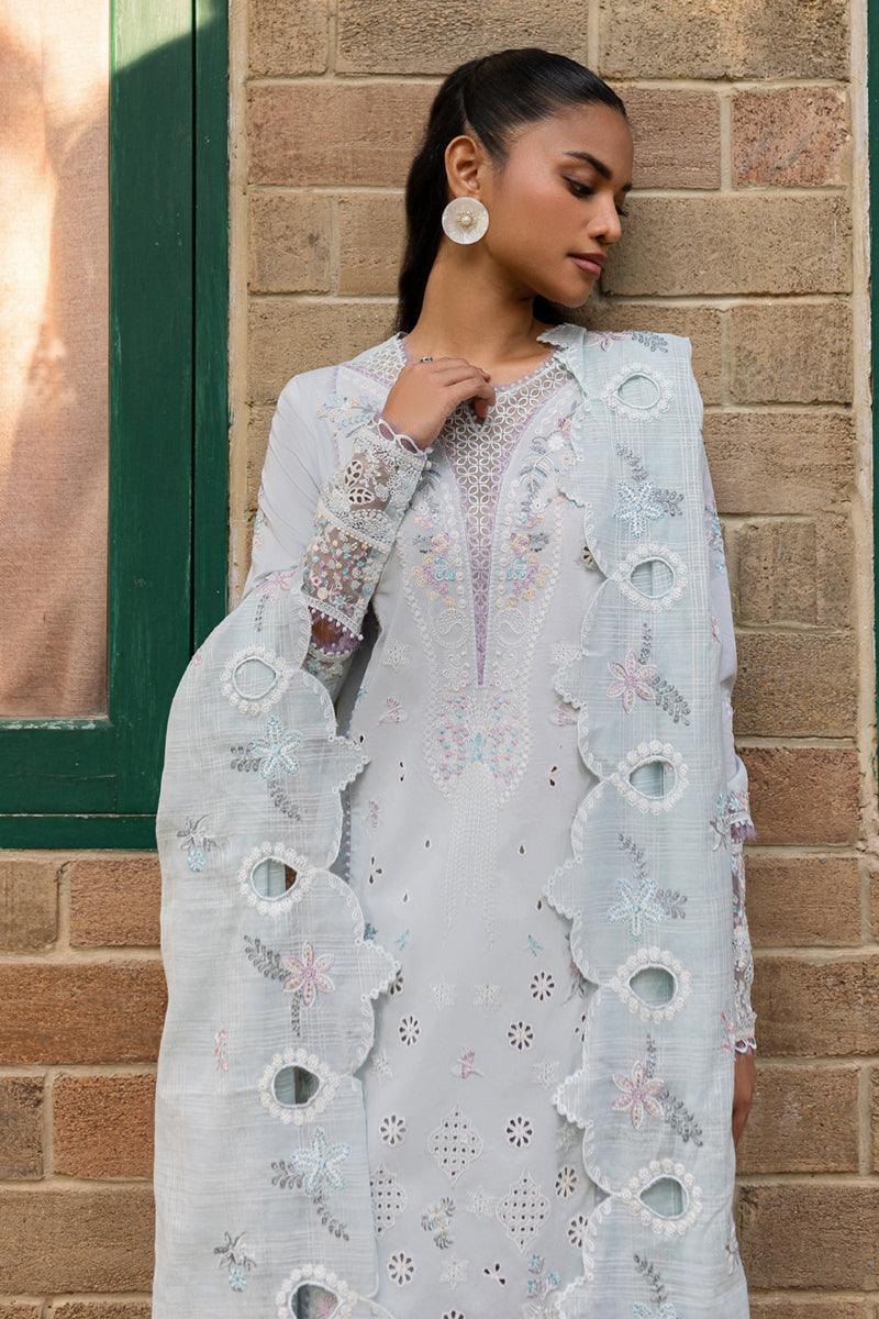 Alternative view of Qalamkar Sky Blue Luxury Lawn Collection Replica