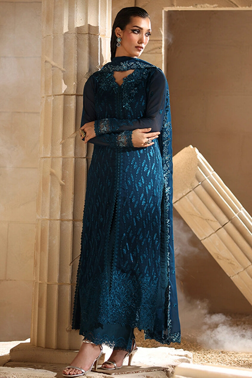 Azure Zinc Blue Luxury Lawn Collection Replica
