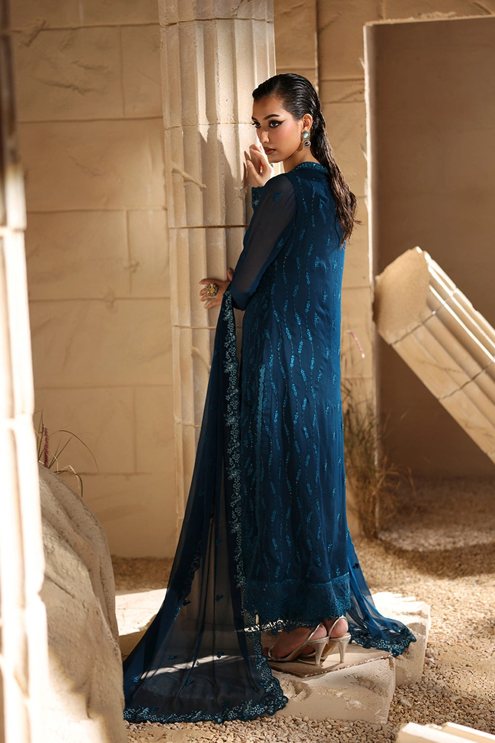 Azure Zinc Blue Luxury Lawn Collection Replica - Image 2