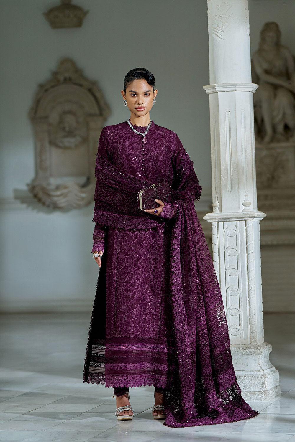 Sobia Nazir Burgundy Luxury Lawn Collection Replica
