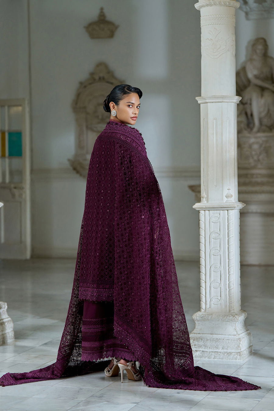 Sobia Nazir Burgundy Luxury Lawn Collection Replica - Image 3