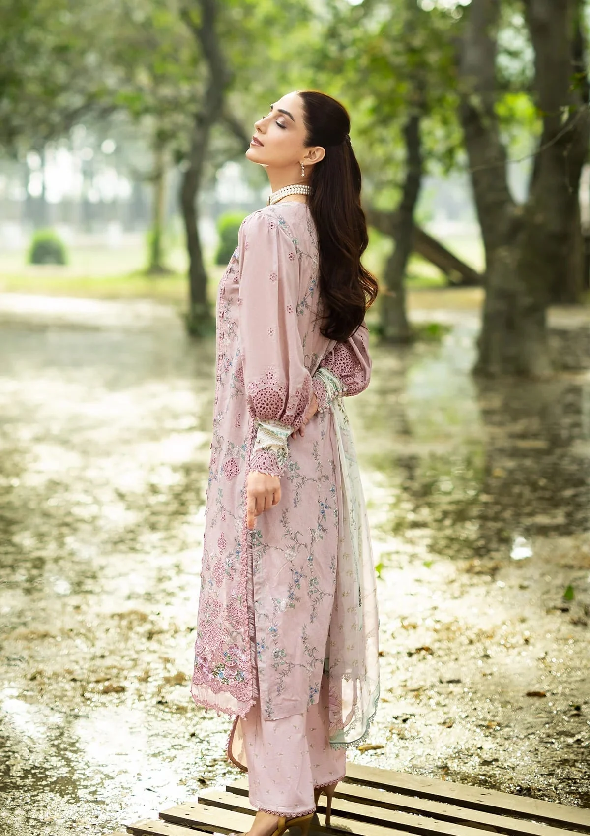 Elaf Pink Luxury Printed Lawn Collection Replica - Image 3