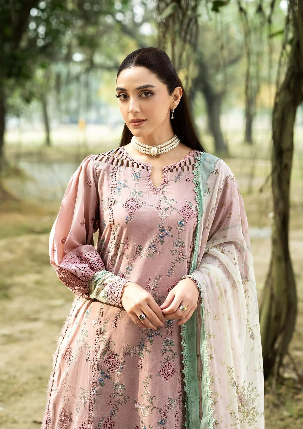 Elaf Pink Luxury Printed Lawn Collection Replica - Image 2