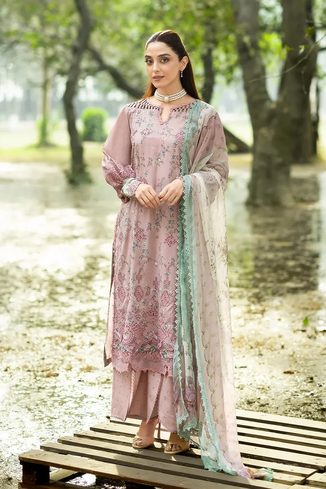 Elaf Pink Luxury Printed Lawn Collection Replica