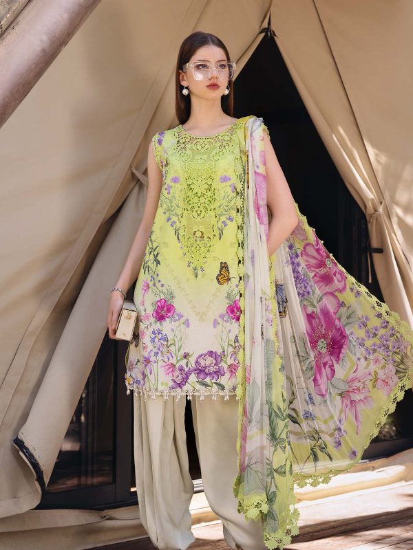 Maria B Parrot Green Luxury Printed Lawn Collection Replica