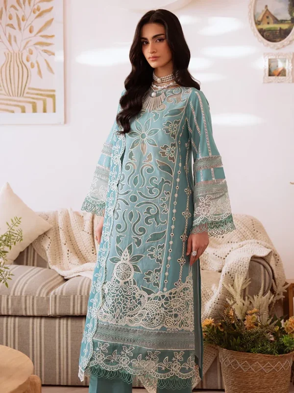 Mahnur Blue Luxury Lawn Collection Replica