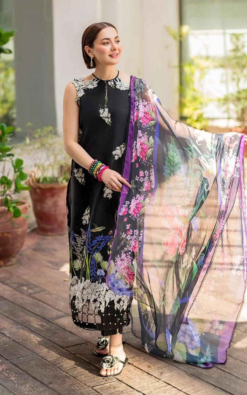 Asifa Nabeel Black Luxury Printed Lawn Collection Replica - Image 2