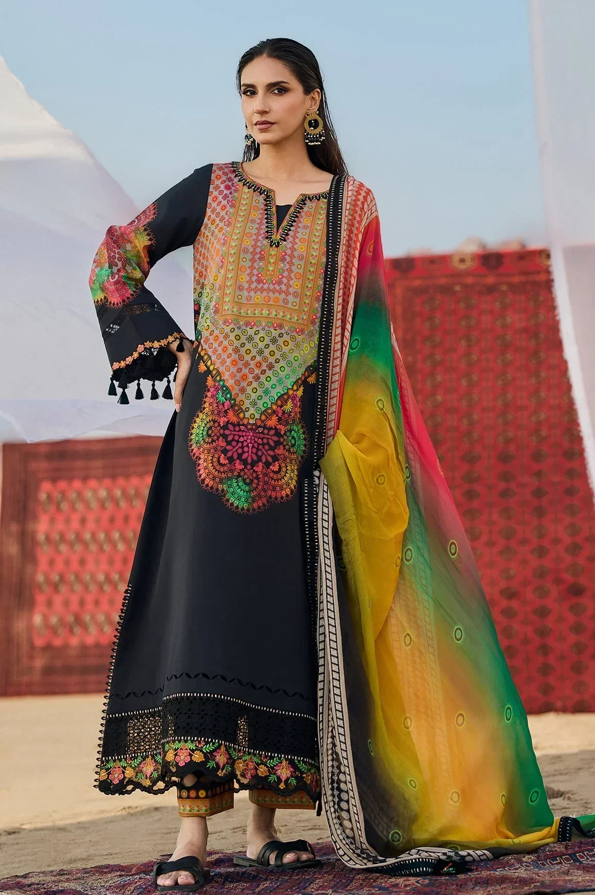 Charizma Black Luxury Swiss Lawn Collection Replica