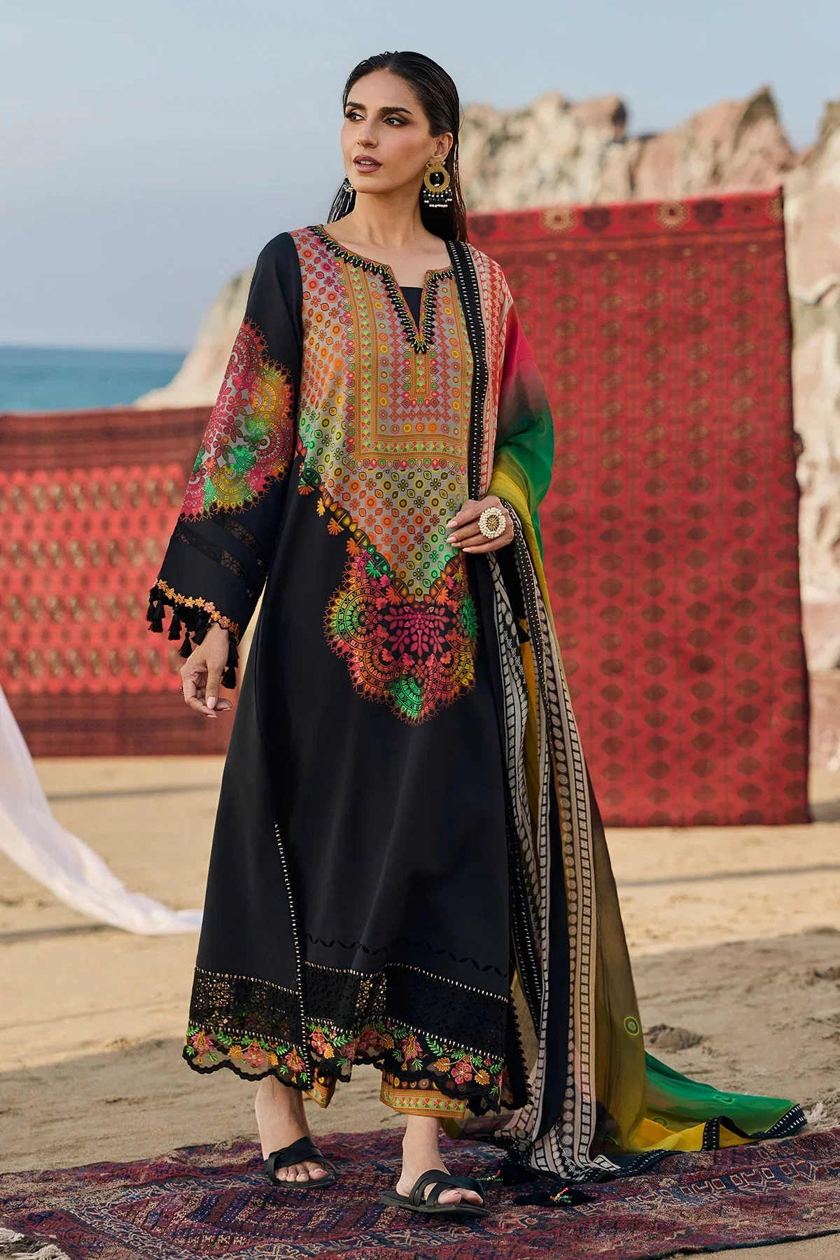 Alternative view of Charizma Black Luxury Swiss Lawn Collection Replica