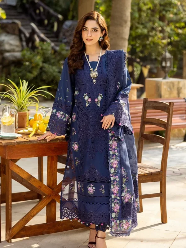 Elaf Royal Blue Luxury Lawn Collection Replica